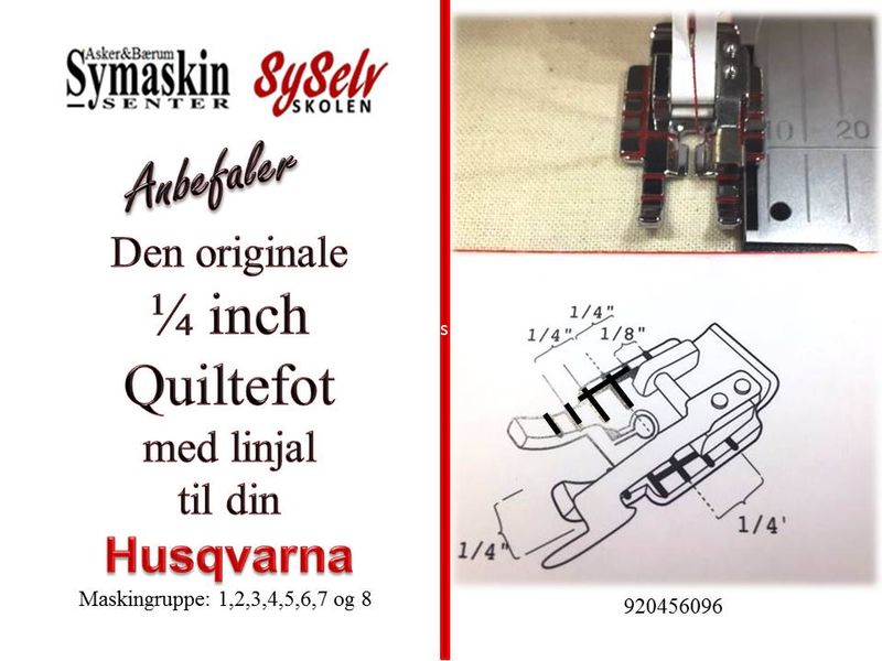 Husqvarna kvart inch quiltefot med linjal